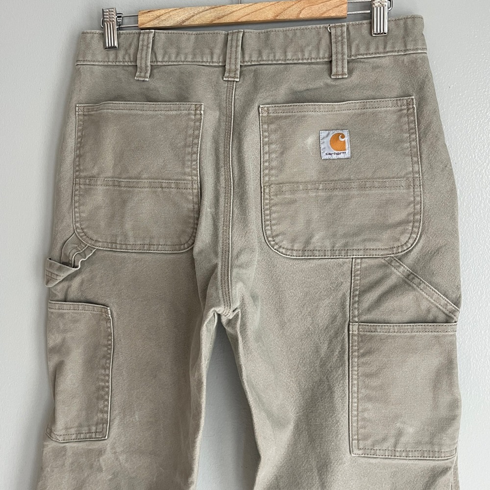 Carhartt Mens Relaxed Fit Canvas Carpenter Pants Tan Barn Chore Workwear 32x30 - Picture 2 of 12